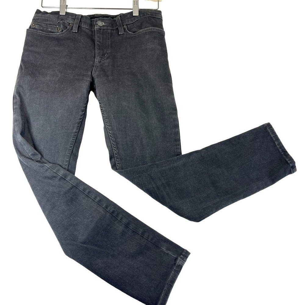 BETABRAND Womens 27 Short Dark Gray Jeans Stright Leg Stretch Pockets Casual